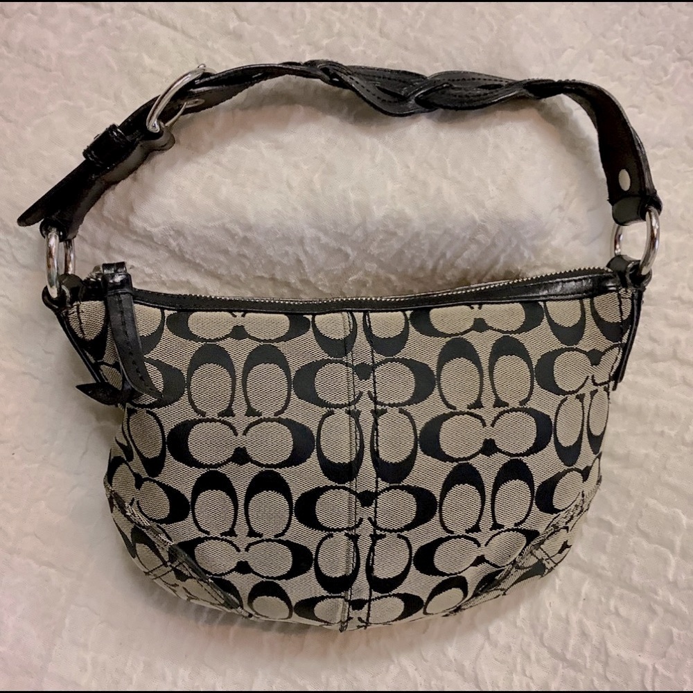 VTG Coach BoHo Canvas & Leather Shoulder Handbag - Picture 2 of 11